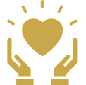 Heart held by hands icon
