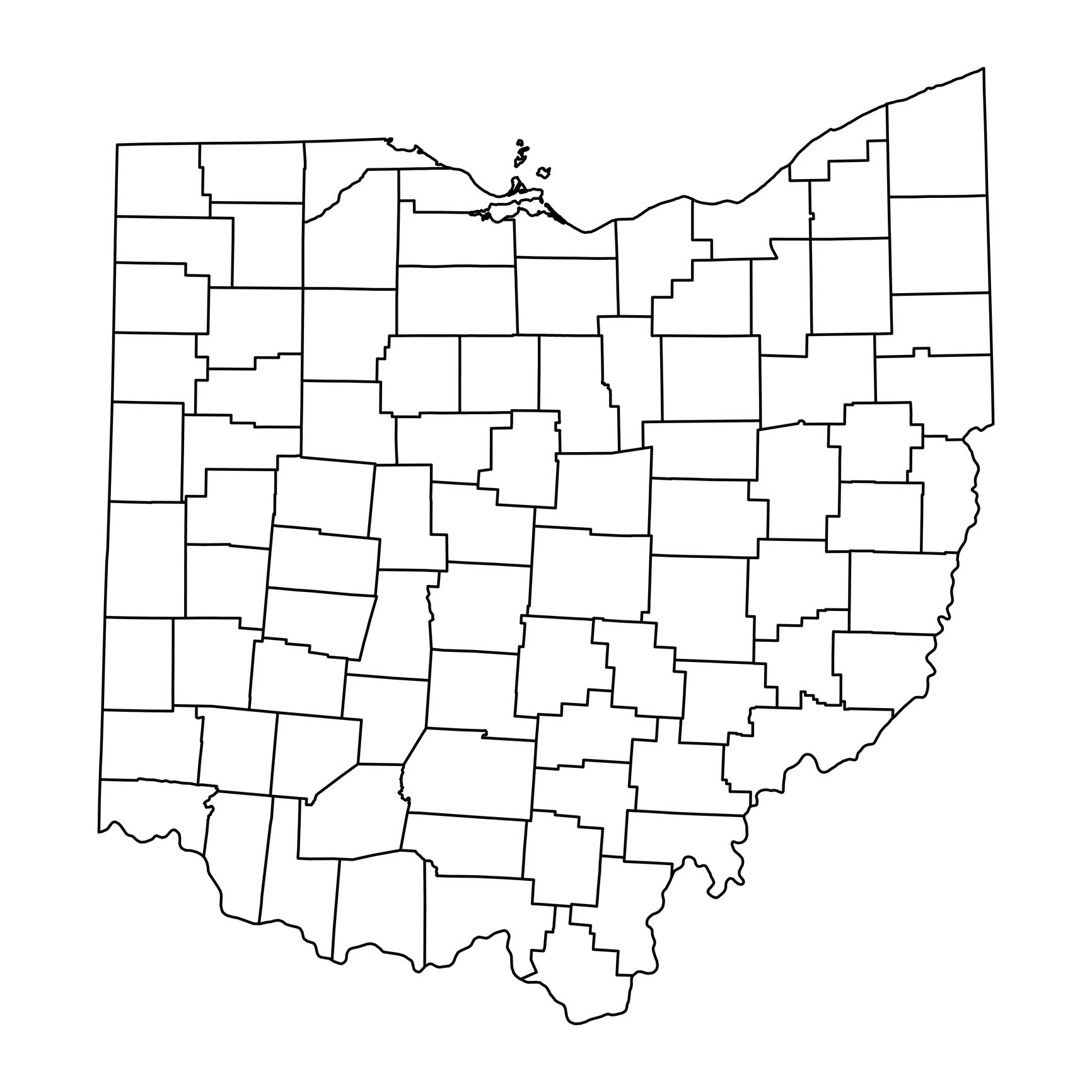 Ohio state map with counties. Vector illustration.